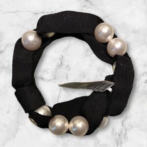 Lanvin Faux Pearl & Grosgrain Bracelet New With Tags -L